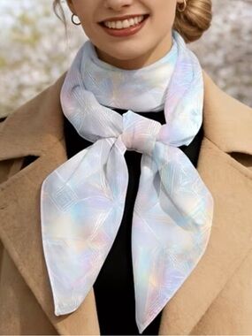 Iridescent Ice-Cool Reversible Pastel Holographic Scarf/Bandana 35”